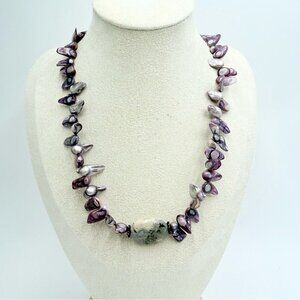 Vintage Beautiful Keshi Freshwater Pearl with Gem Stone Padent